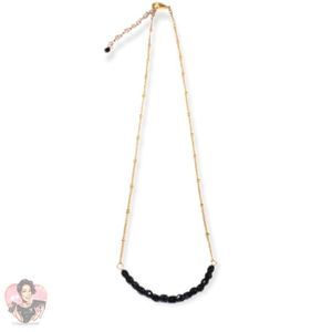 18KGP Black Bead Bar Necklace